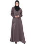 Dubai Front Embroidered Umbrella Abaya Brown